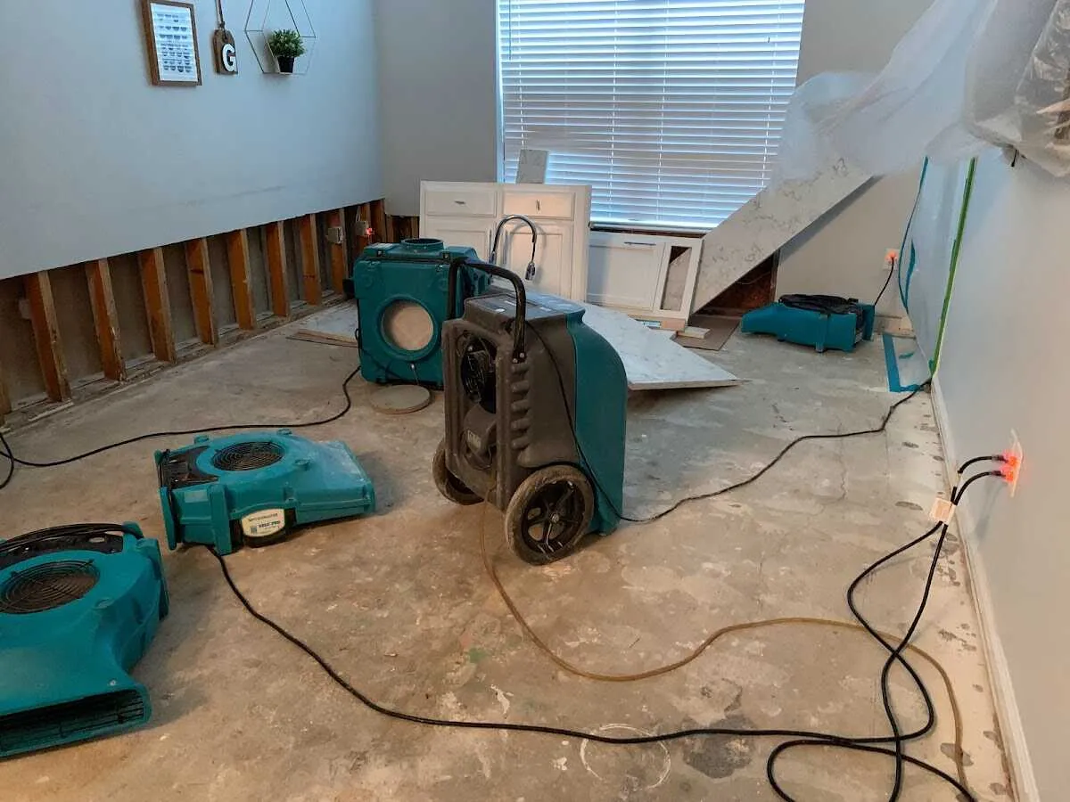 Dehumidifier in flood-cut room for Water Extraction & Removal in West Sacramento
